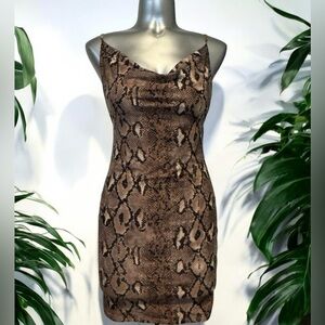✅Snakeskin Graphic Dress with Cowl Neck